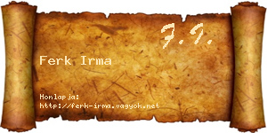 Ferk Irma névjegykártya